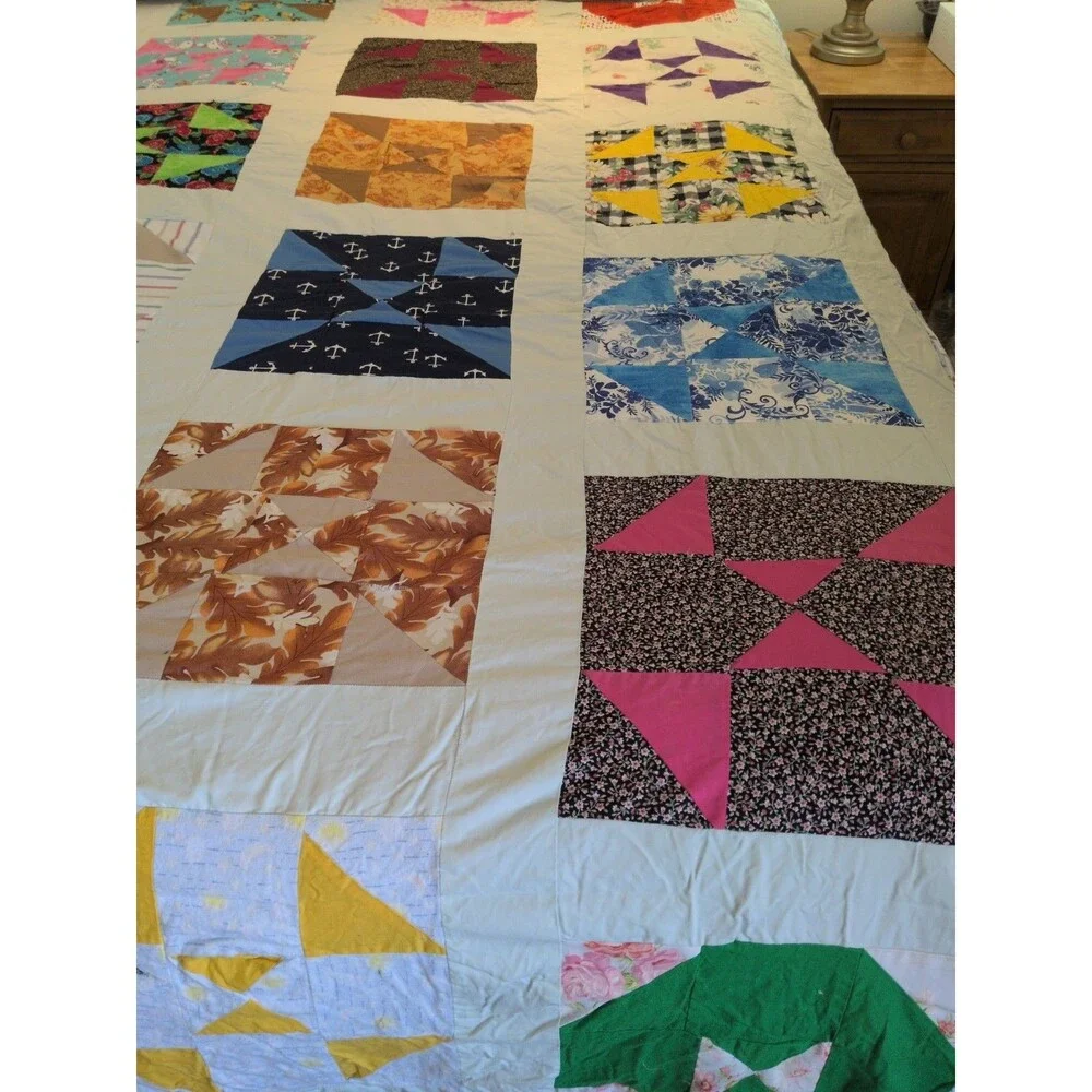 Vintage 50's windmill quilt top Vintage Cotton Fabrics 92 
